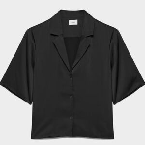 Aritzia Wilfred Black Beso Saton Shirt